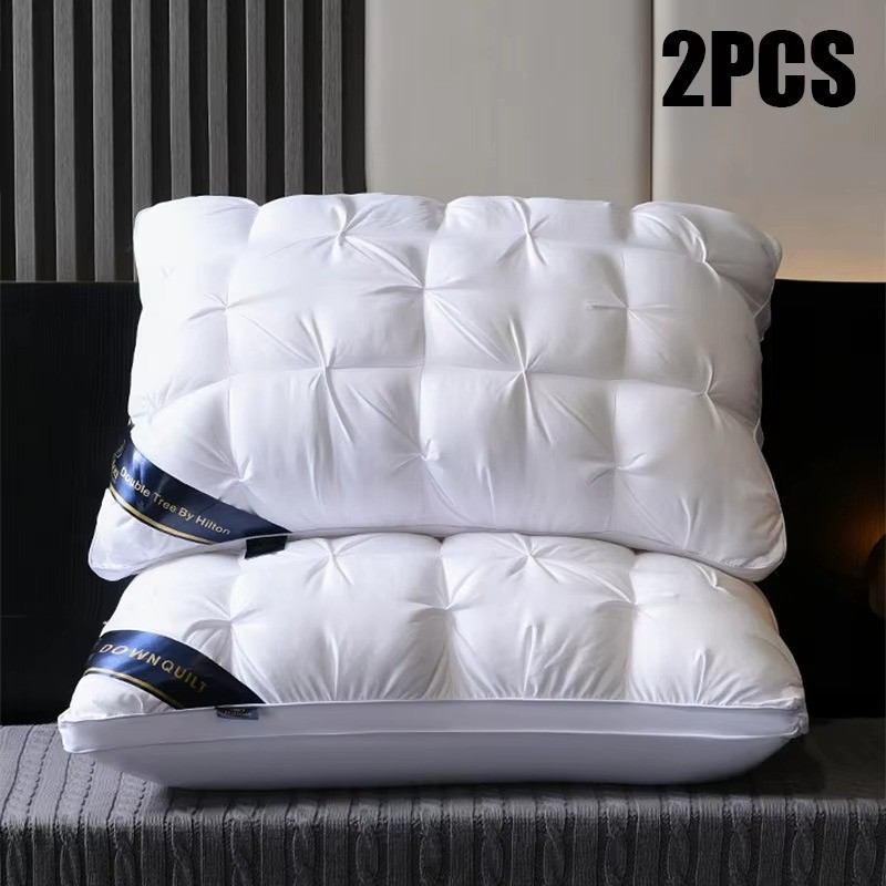 2PCS Luxury Hotel Bed Pillows Soft Support for Back Side Sleepers/