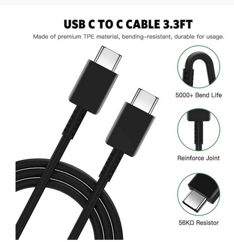 3Pack USB Type-C To Type-C Cable PD Fast Charging Charger For Samsung Note10 S9