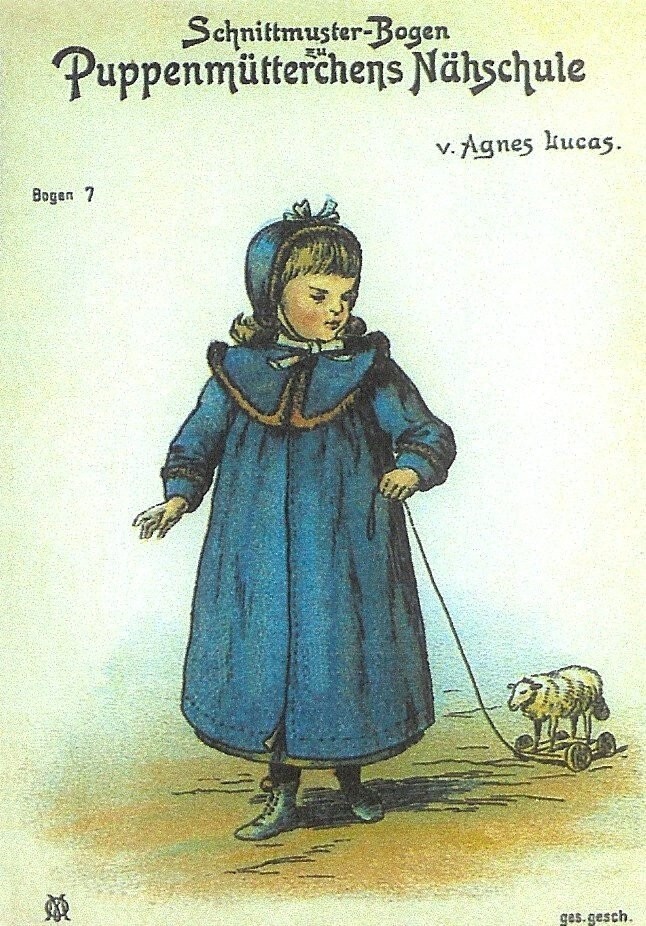 9" & 11" Doll Clothes Patterns, Antique Agnes Lucas German Doll Clothes Pattern
