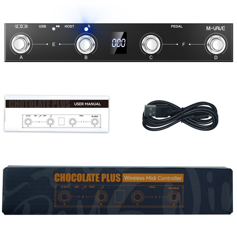 For M-VAVE Chocolate Plus For MIDI Footswitch Controller Rechargeable 4Buttons