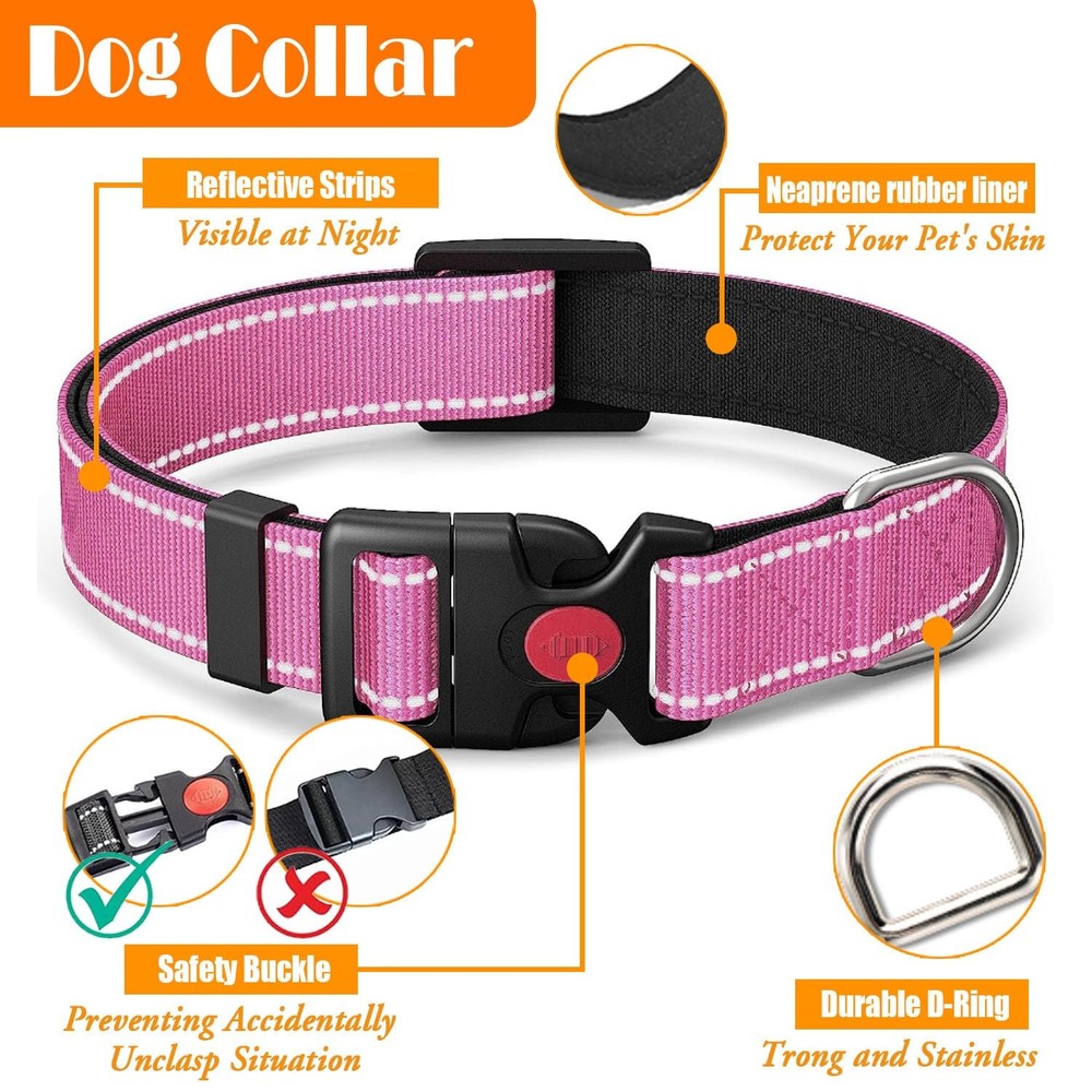 LOBEVE No Pull Dog Harness, Collar & Leash Set | Includes Small, Pink