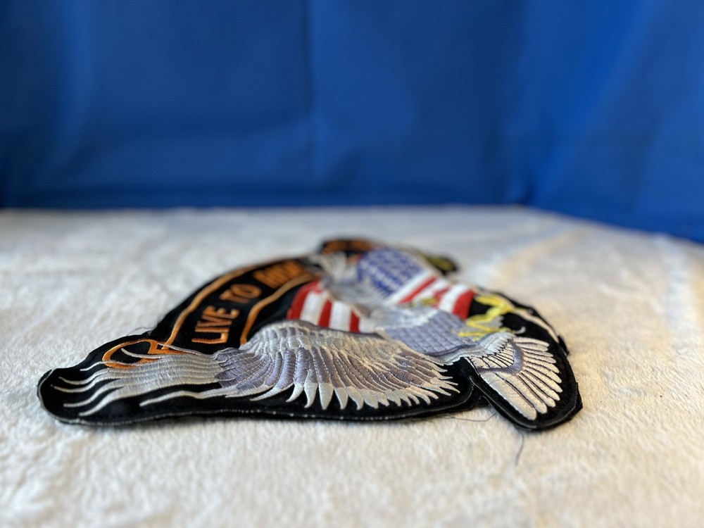 Live to Ride USA Flag Eagle Embroidered Biker Motorcycle Patch large.