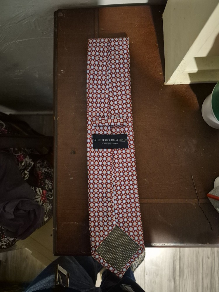 GIORGIO BRUTINI Silk Men's Tie Red Gray Black Pattern
