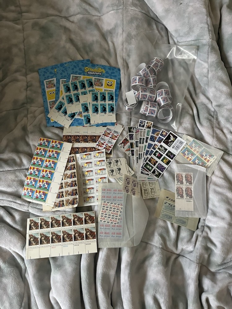 Vintage US Mint stamp Postage Lot face value $150+ sheets partial rolls