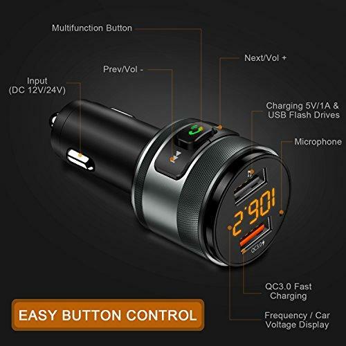 IMDEN Bluetooth FM transmitter for car, 3.0 Wireless Bluetooth FM Radio Adapt...