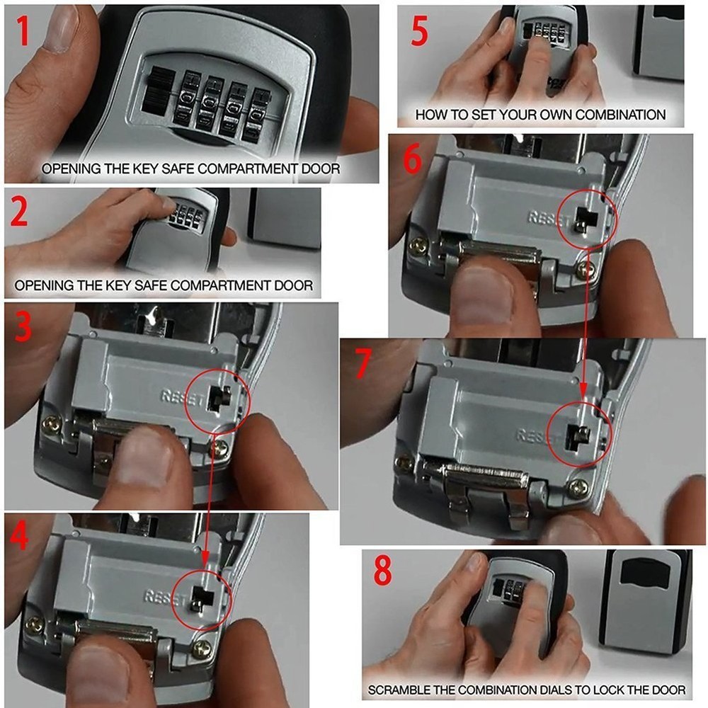 JUN-L Outdoor Indoor Wall Mounted Combination Code Key Storage Security Safe Box