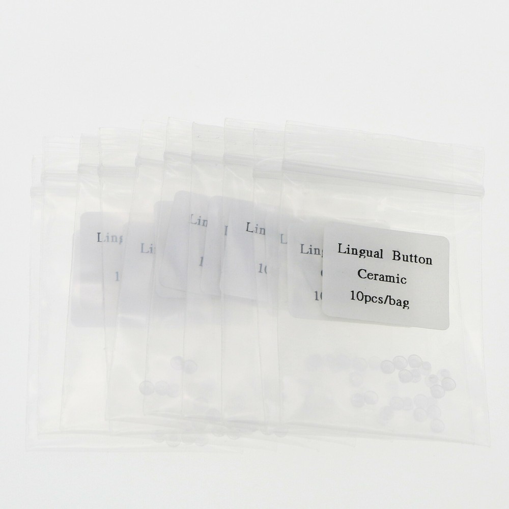 10 Pcs/Pack Dental Orthodontic Ceramic Clear Lingual Button Bondable Round Base