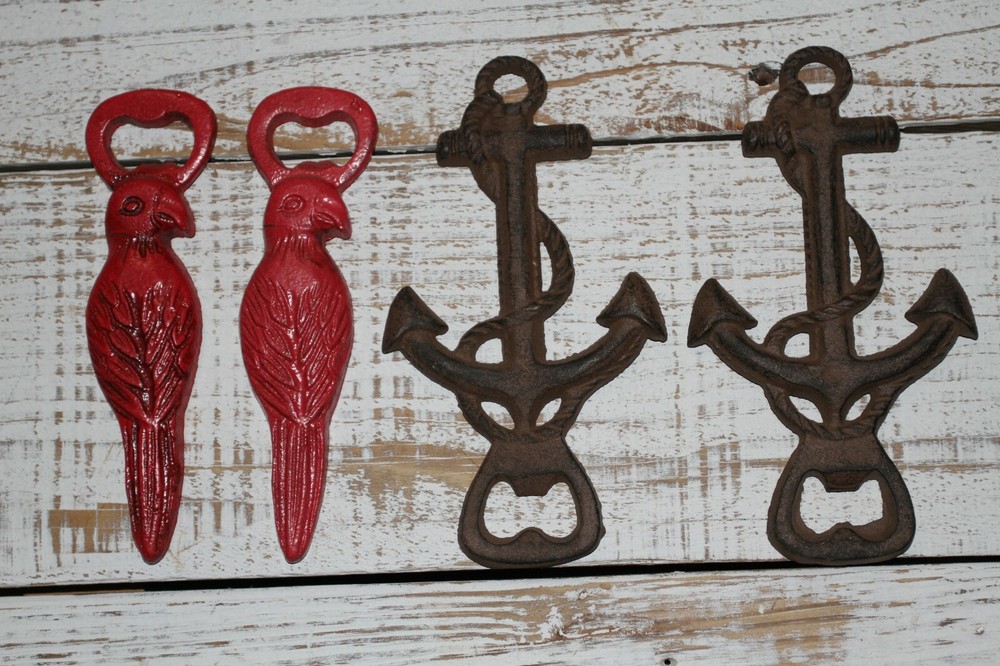 Parrot Anchor Stocking Stuffers, Cast Iron Bottle Openers, 4 items DB