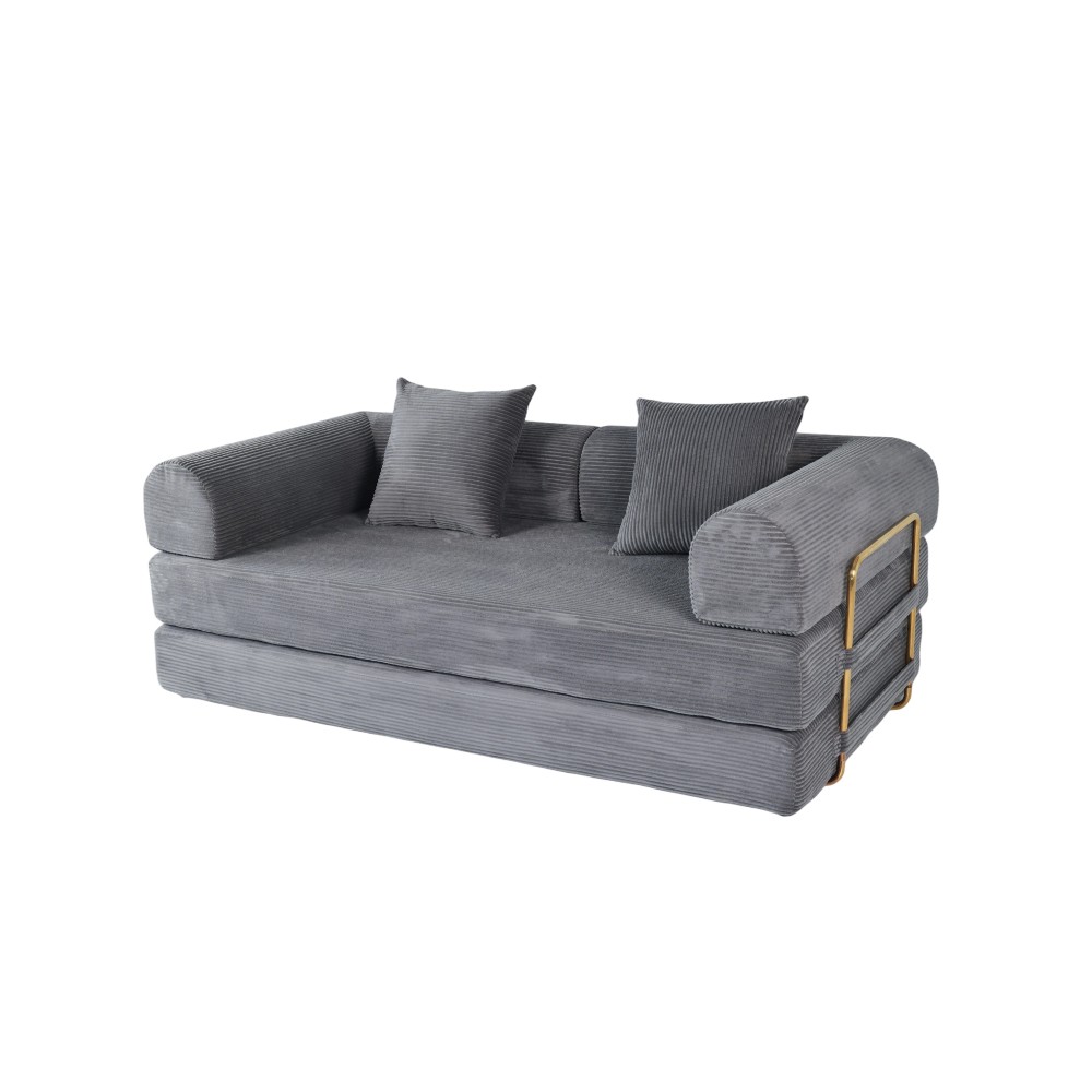 2-in-1 Foldable Convertible Sofa Bed, 75" Sleeper w/ Memory Foam, Grey