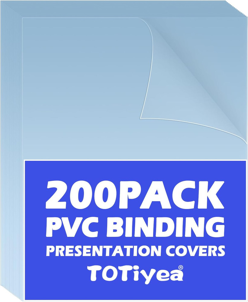 200 Pack 8 Mil PVC Binding Presentation Covers, Clear Report Covers for Binding,