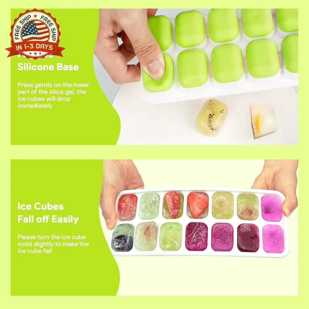 Ice Cube Trays 4 Pack, Airabc Silicone with Removable Lid, Easy-Release Flexible