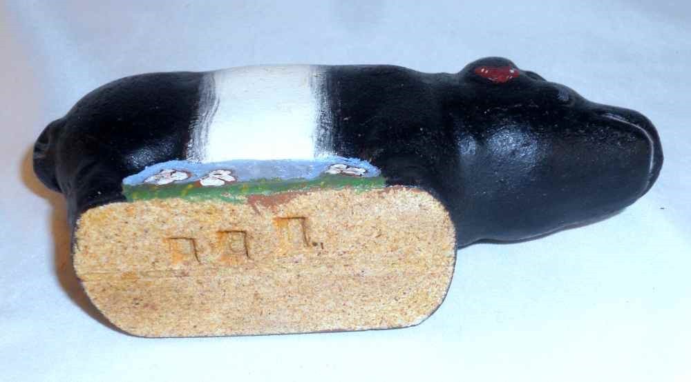 Late 1900s Polychrome Painted Composition Folk Art Pig Standing By J Dierwechter