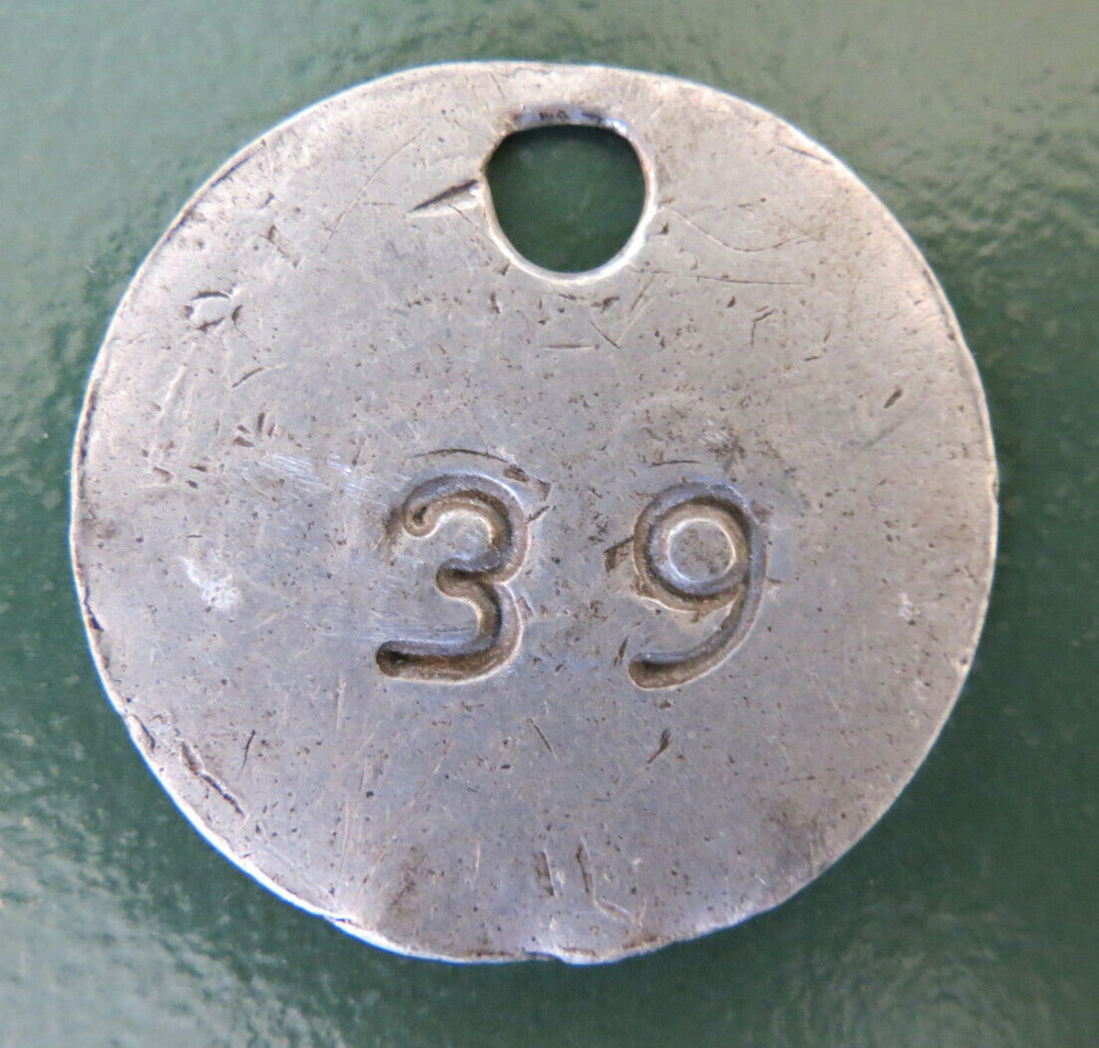 GRIMETHORPE Colliery Pit Check Tally - marked GRIMETHORPE COLLIERY 39