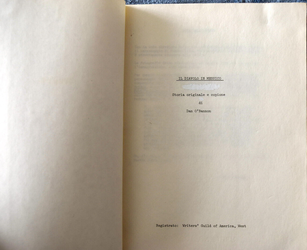 " IL Diavalo in Messico " Original Script Screenplay
