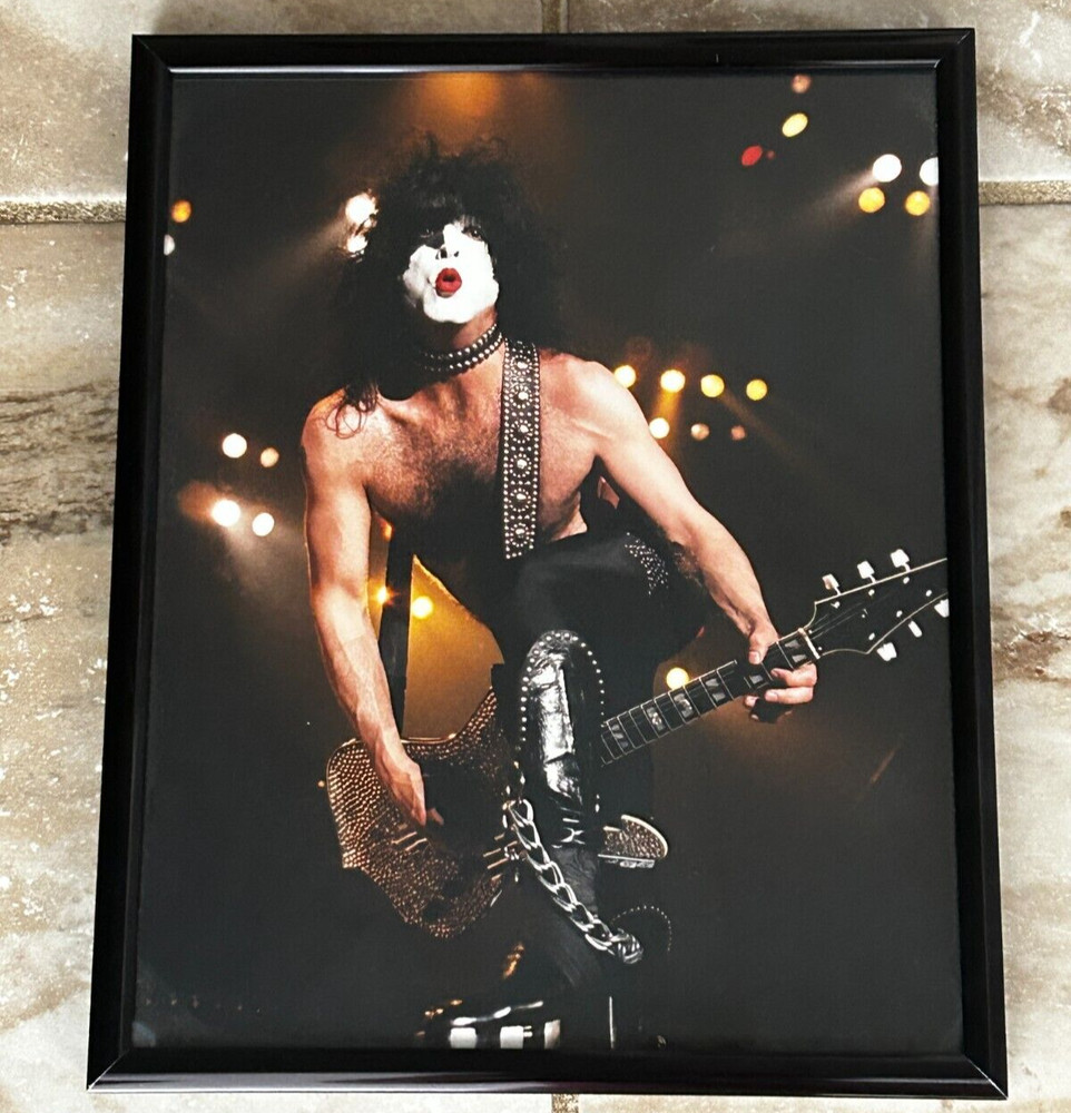 KISS vintage Photo PAUL STANLEY Alive Worldwide Reunion Tour Ibanez 8x10 Framed