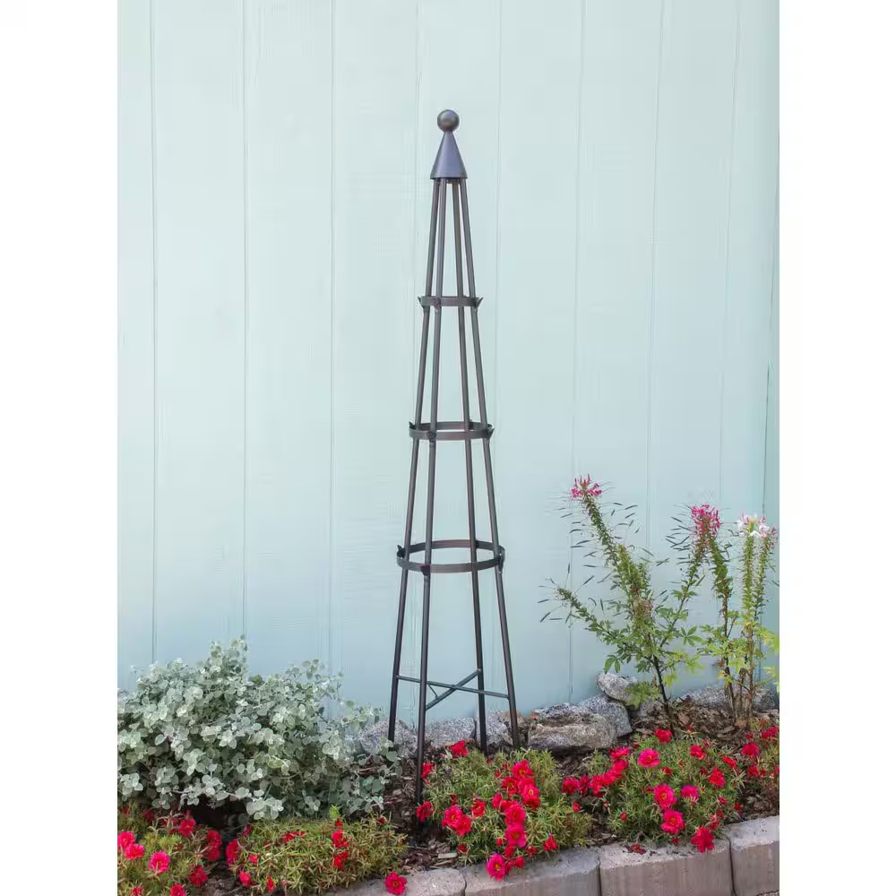 Obelisk Garden Trellis, 60 In. Tall, Graphite Powder Coat Finish