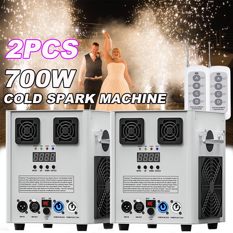 2PCS Cold Spark Machine 700W DMX Stage Effect Firework DJ Event Party Wedding