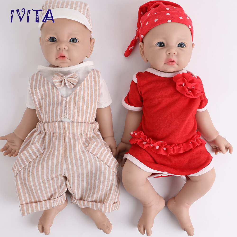 IVITA 17" Soft Silicone Reborn Baby Boy and Girl Newborn Squishy Silicone Doll