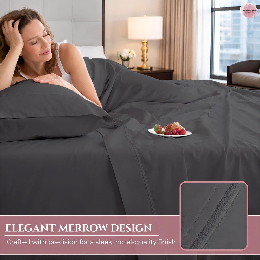 4 Pcs Top Split King Sheet Sets for Adjustable Bed, 100% Giza Cotton Perfect ...