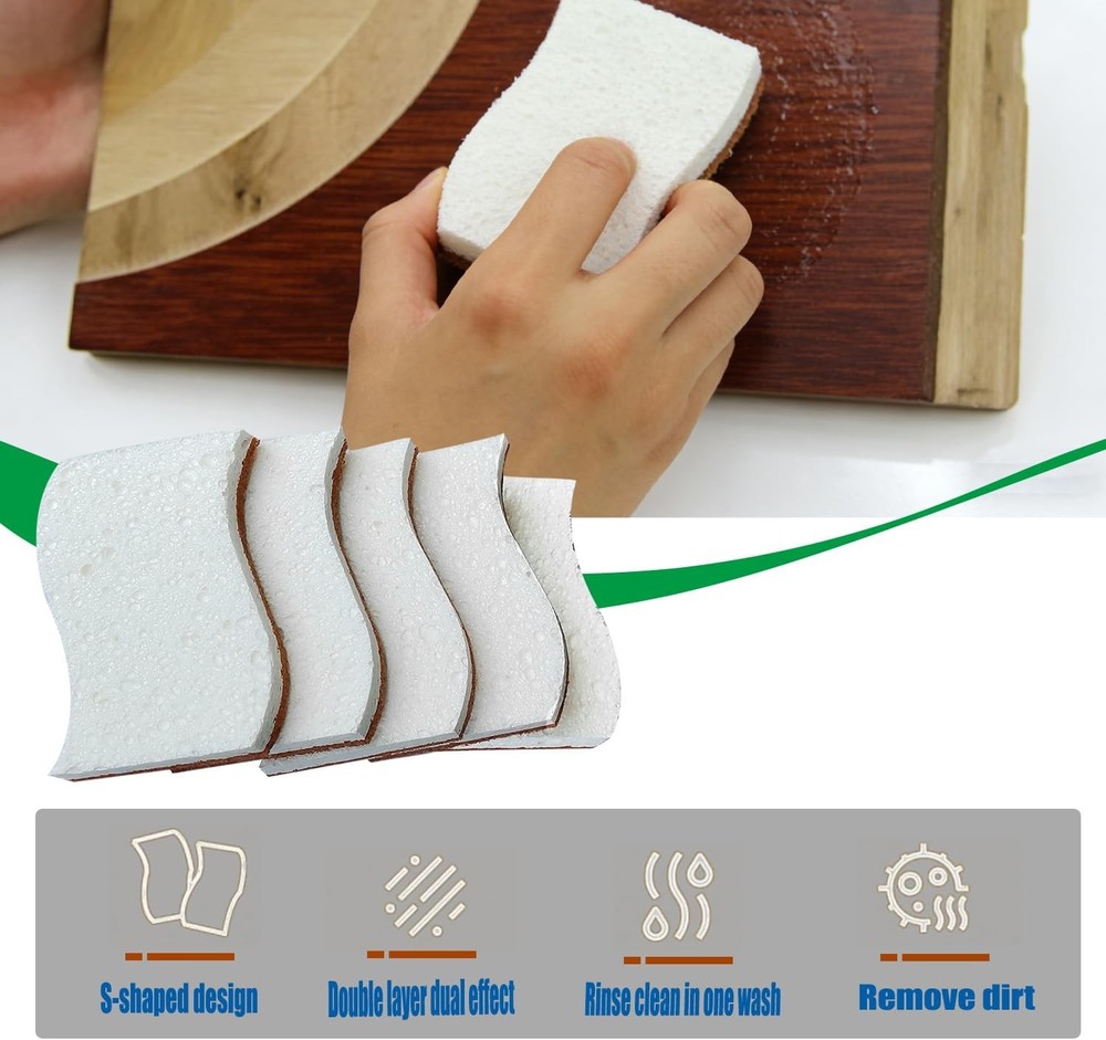12Pcs Biodegradable Natural Kitchen Sponge Non-Scratch Dish Sponges