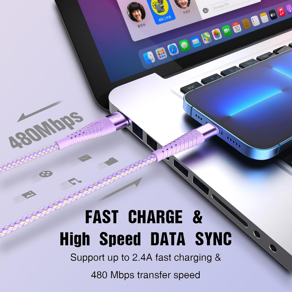 iPhone Charger Fast Charging Lightning Cable 6FT 3Pack[Apple MFi Certified] Long