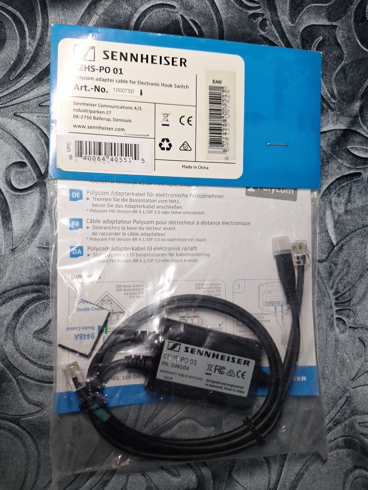 EPOS CEHS-PO 01 Polycom Adapter Cable for Electronic Hook Switch, New In Bag