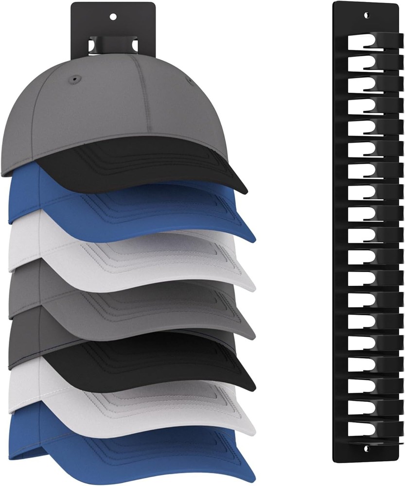 Durable Plastic Cap Storage Rack - Easy Install for 19 Hats, Versatile Use