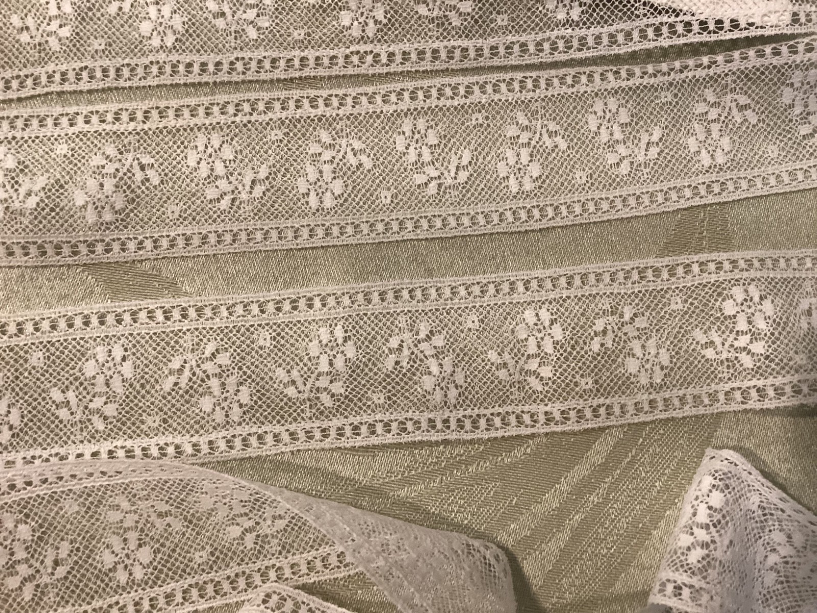 1 1/2" White Flat English Cotton Embroidered Heirloom Lace #2370