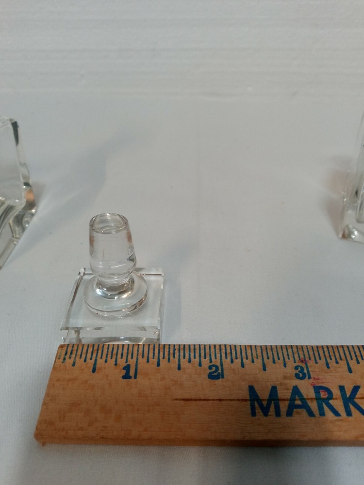 Two 4in Clear Glass Bottles One Stopper