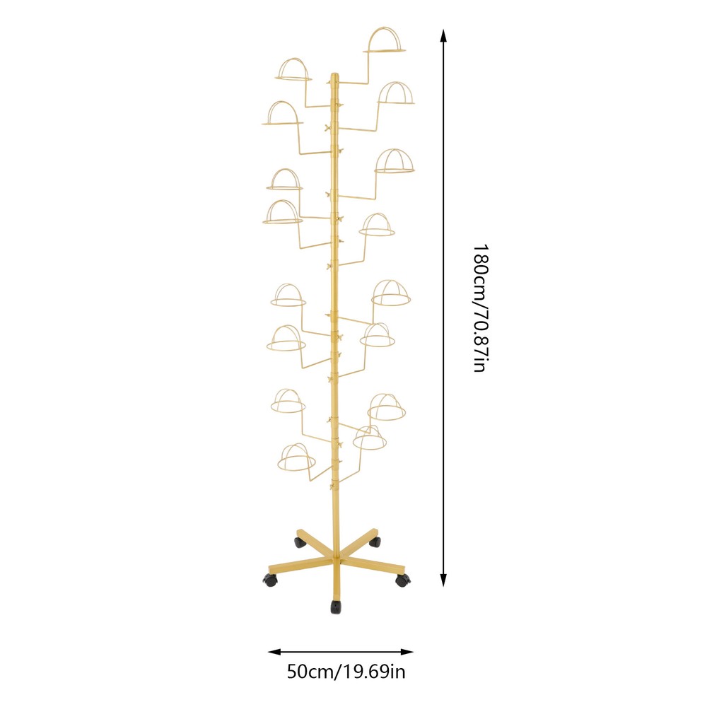 Freestanding Hat Display Rack with Adjustable Hooks & Lockable Wheels