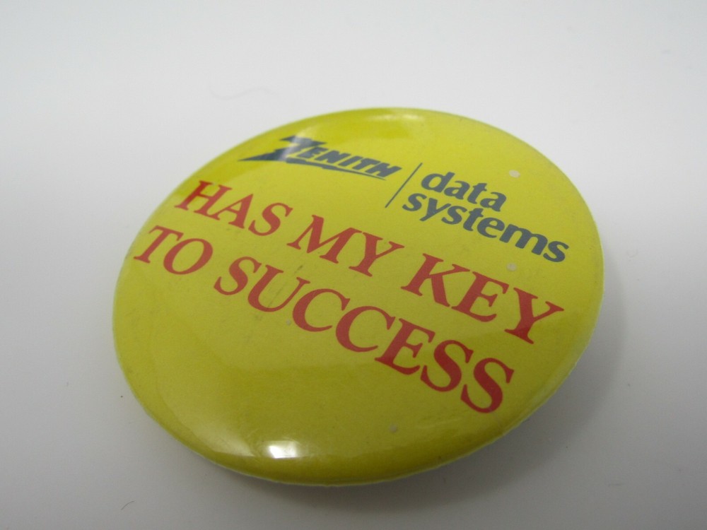 Vintage Zenith Data Systems Pinback Button Computer Promo 'Has My Key to