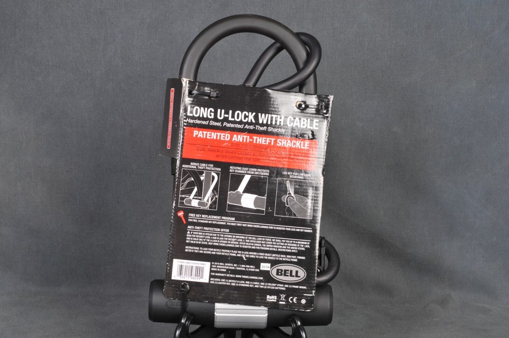 BELL Long U-Lock With Cable Level 5 High Security Lock Key Included D21