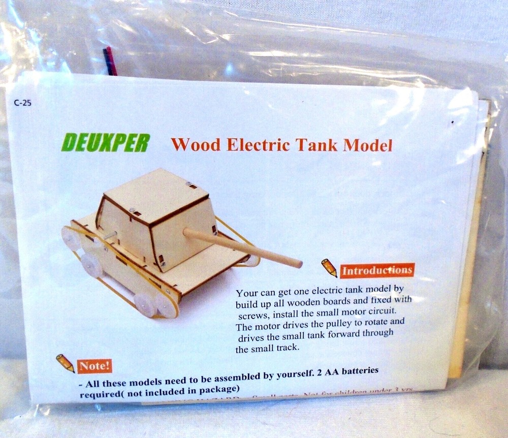 3 Deuxper Models Electric Wood Stem Electronics Learning Kits Car Tank Carousel