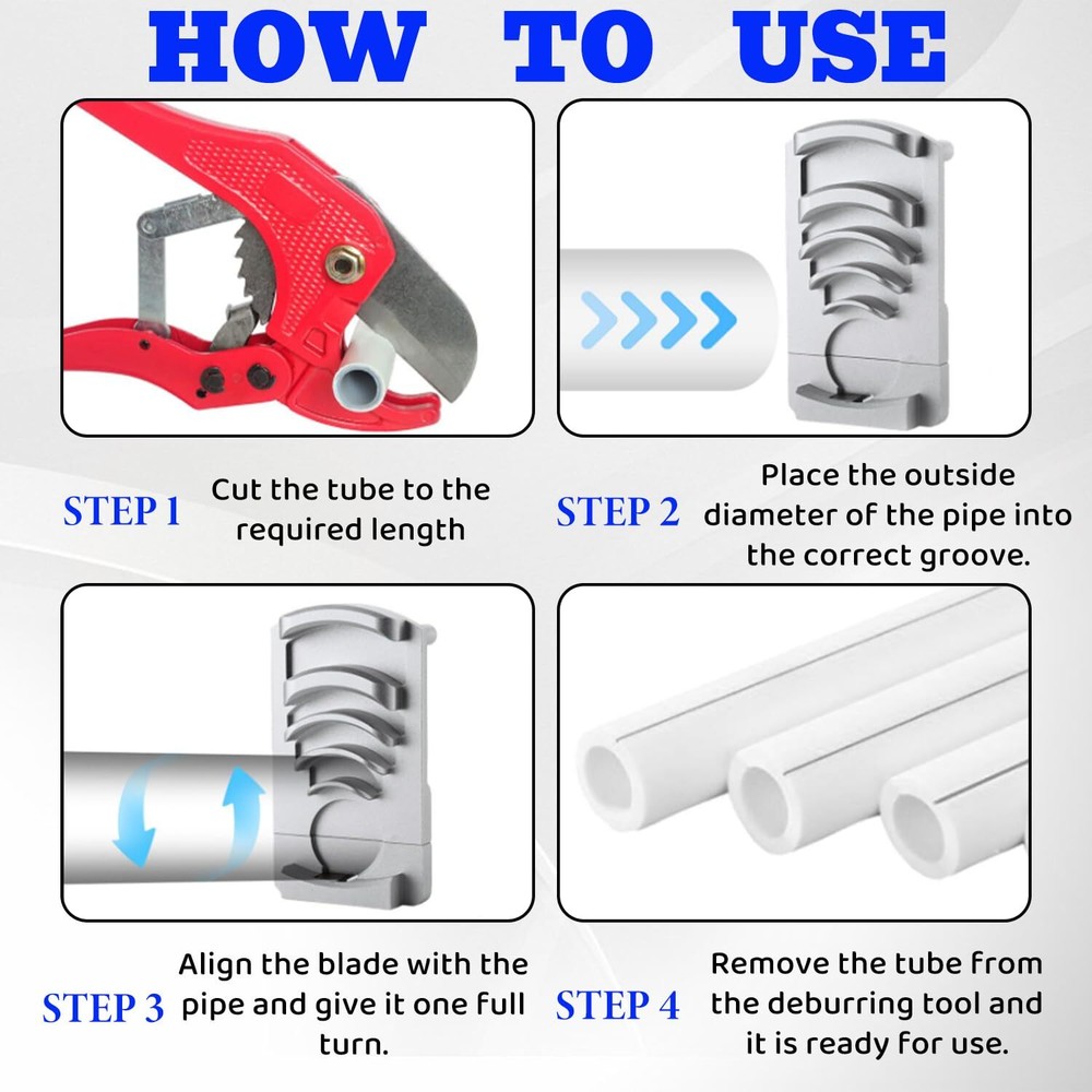 Deburring Tool for Plastic Pipe,Six Pipe Sizes for PVC Pipe Reamer w/Sharp Blade
