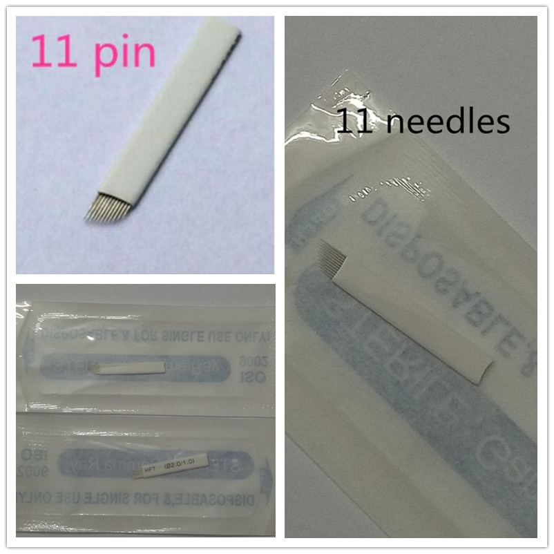 FLEXIBLE Microblading Needles Permanent Makeup Manual Eyebrow Blade PCS 11-Pin