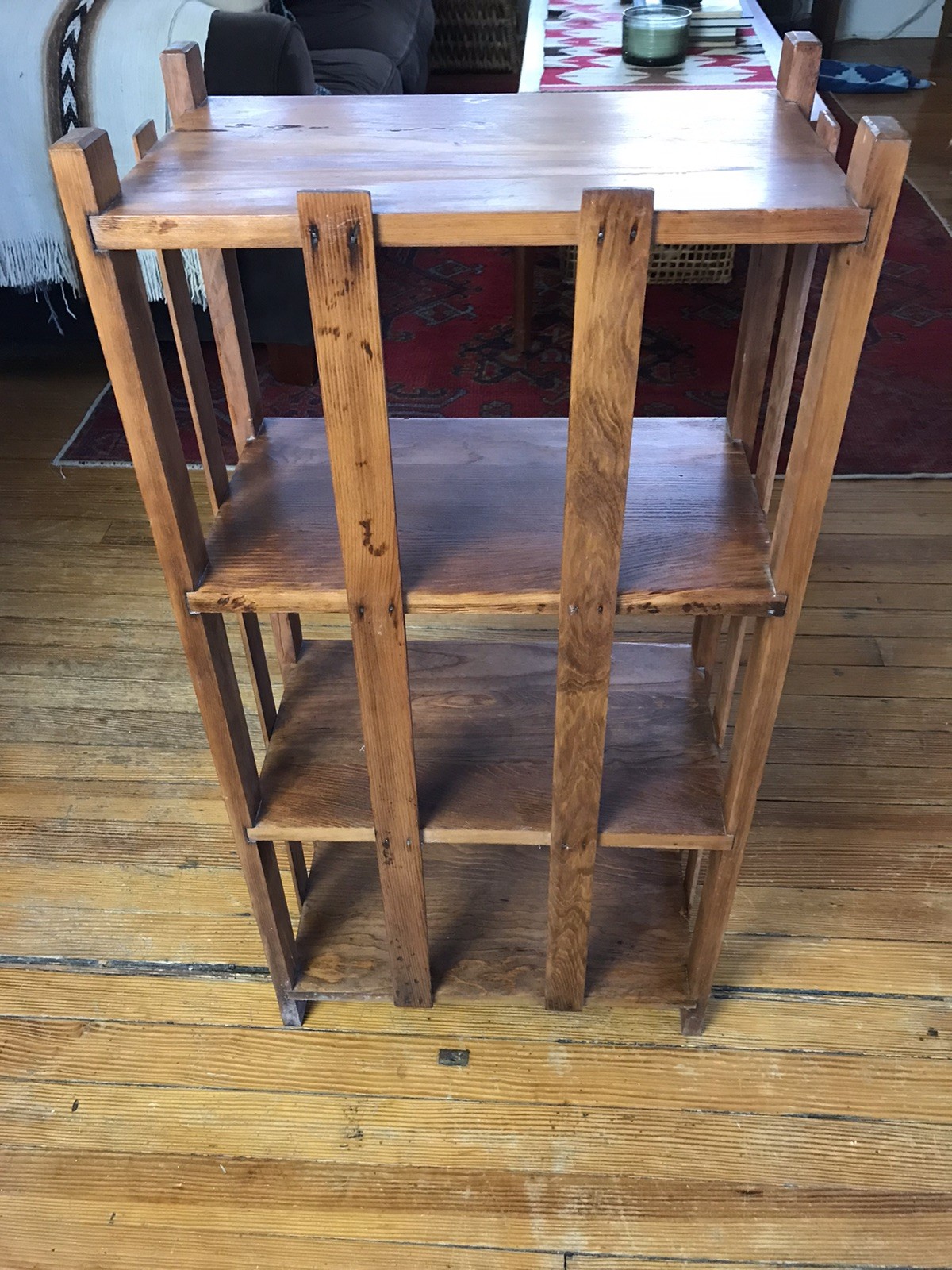 Antique Arts & Crafts Mission Quartersawn Oak Bookcase Shelf Plant Stand 34”H