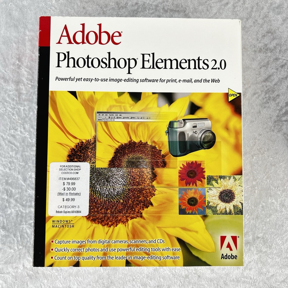 Adobe Photoshop Elements 2.0 - PC/Mac - 49230366 - New, Open Box