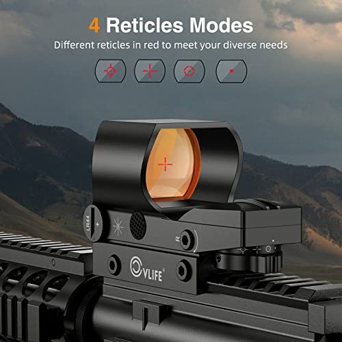 Reflex Sight, 1x28x40mm Red Dot Sight, 4 Adjustable Reticles Sight for Black