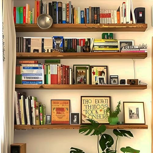 36 Inches Long Floating Shelves,Rustic Solid Wood 36 inch 4 tier Walnut