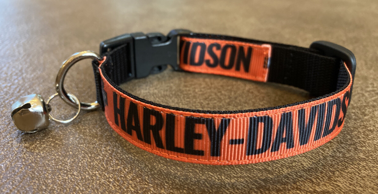 5/8 inch Wide Harley Cat Collar 2 Sizes on Nylon Webbing