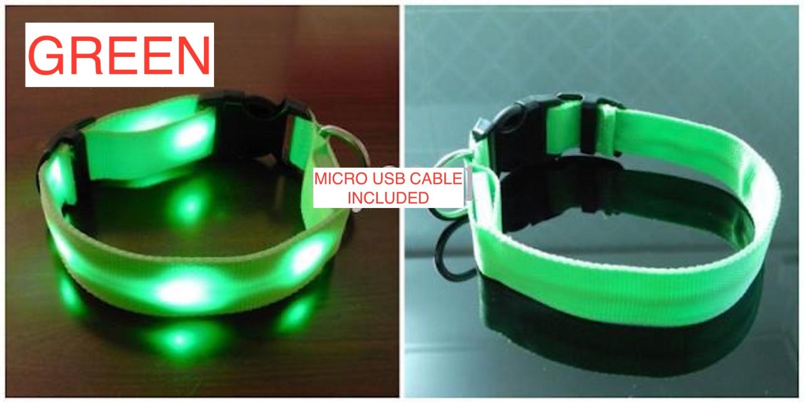 RECHARGEABLE LED PET GLOW COLLAR dog cat safety neck harness flash light USB