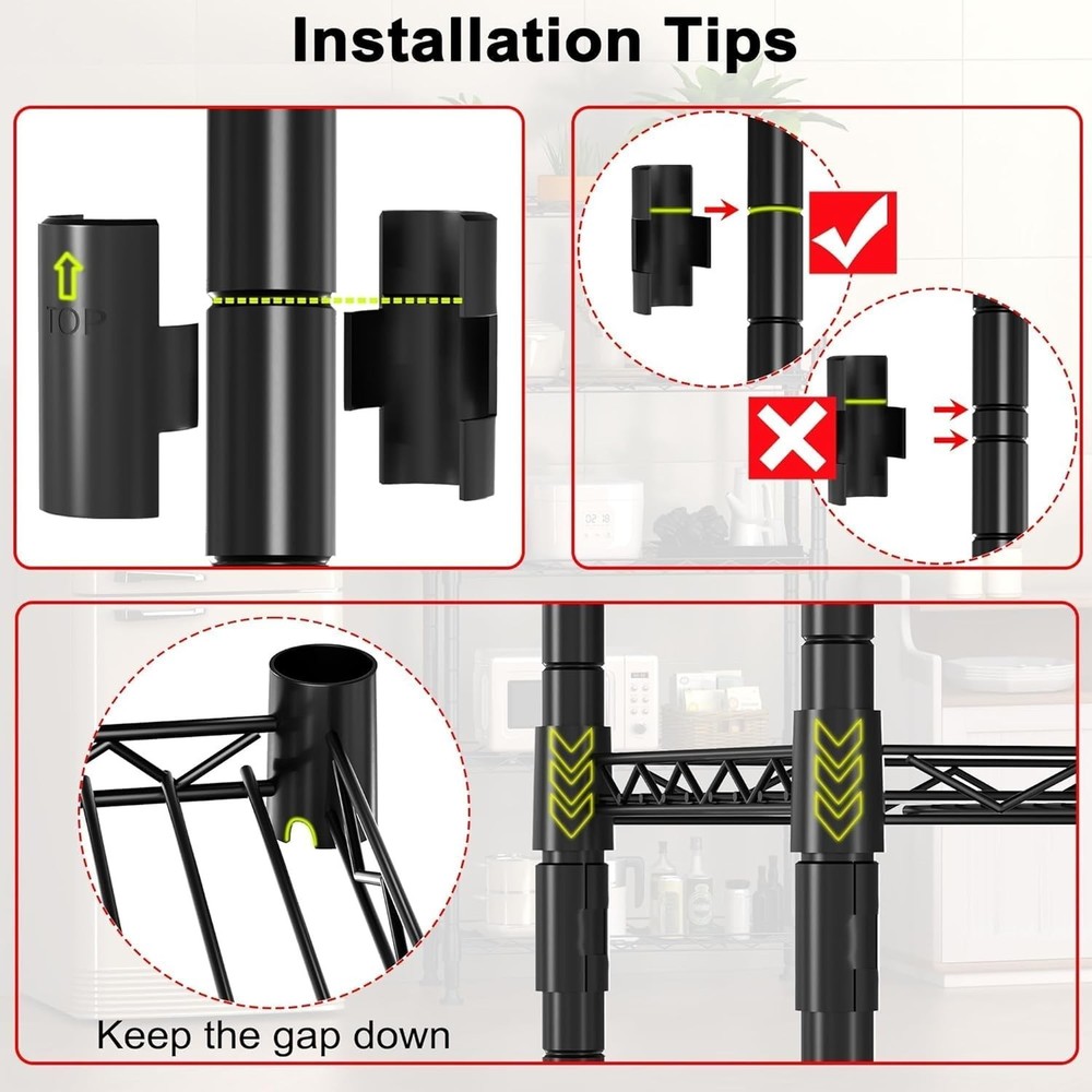 Storage Shelving Unit Kitchen Bathroom Storage Rack 5-Tier Adjustable Metal U...