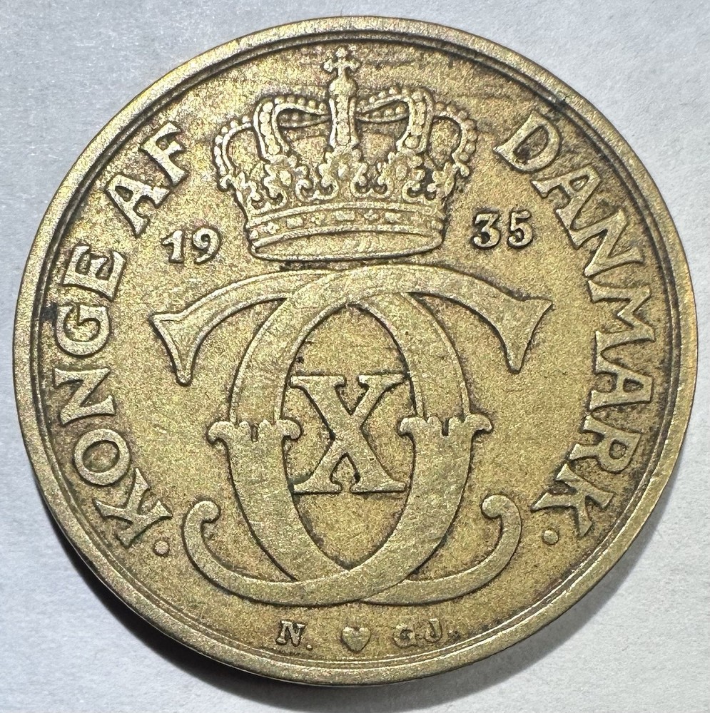 1935 Denmark 1 Krone, VF Key Date!