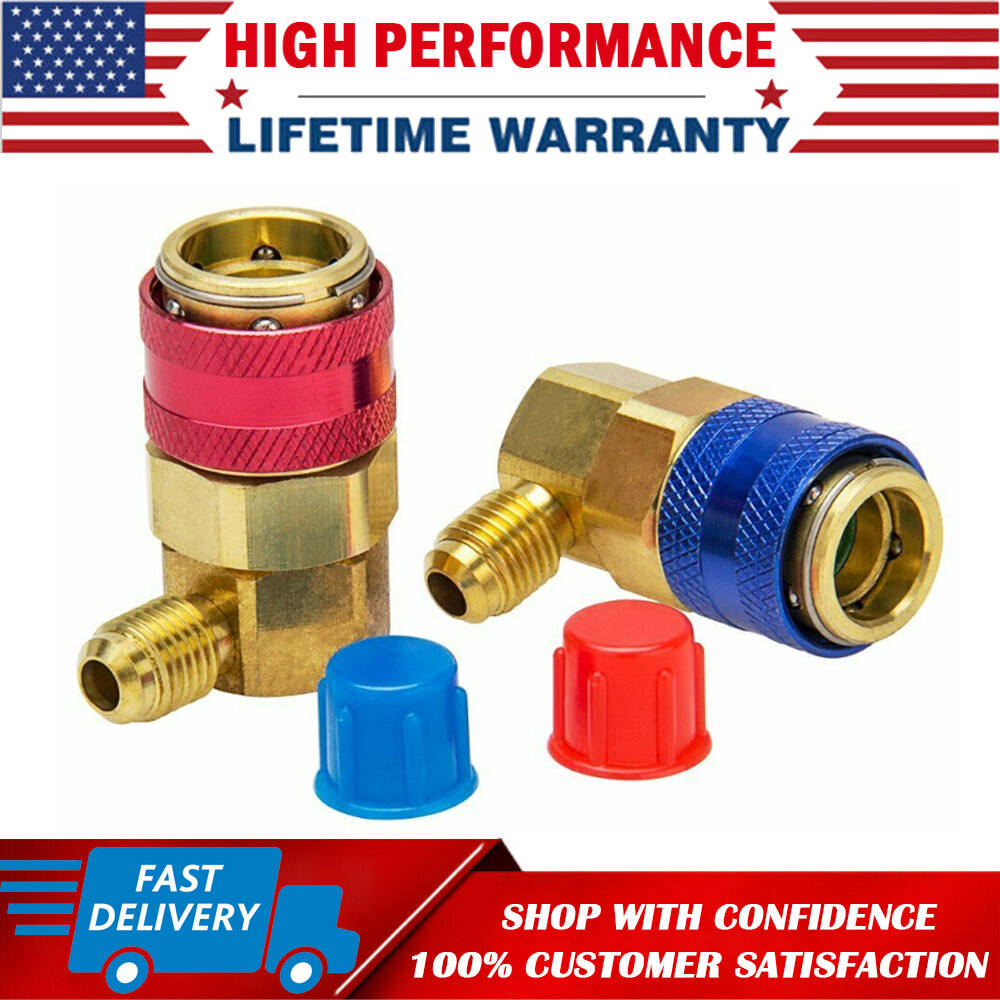 2pc Quick Coupler Connector Adapter High Low Adjustable with 1/4" SAE HVAC