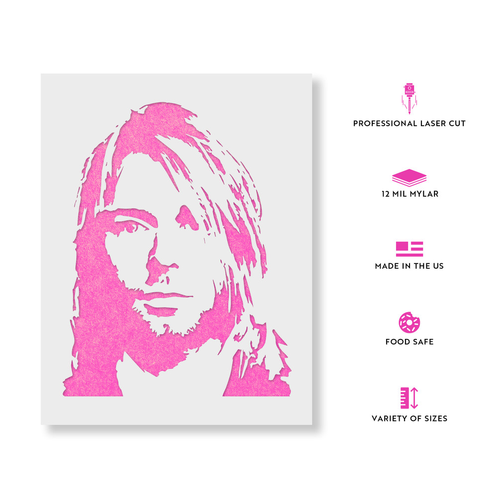 Kurt Cobain Stencil - Durable & Reusable Mylar Stencils