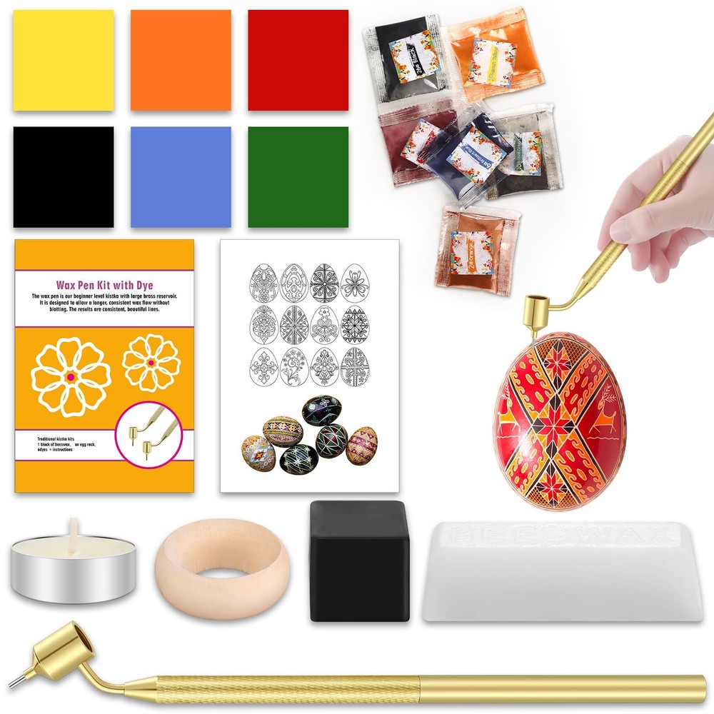 12 Pcs Ukrainian Easter Egg Decorating Kit Pysanky Traditional Easter Decorat...