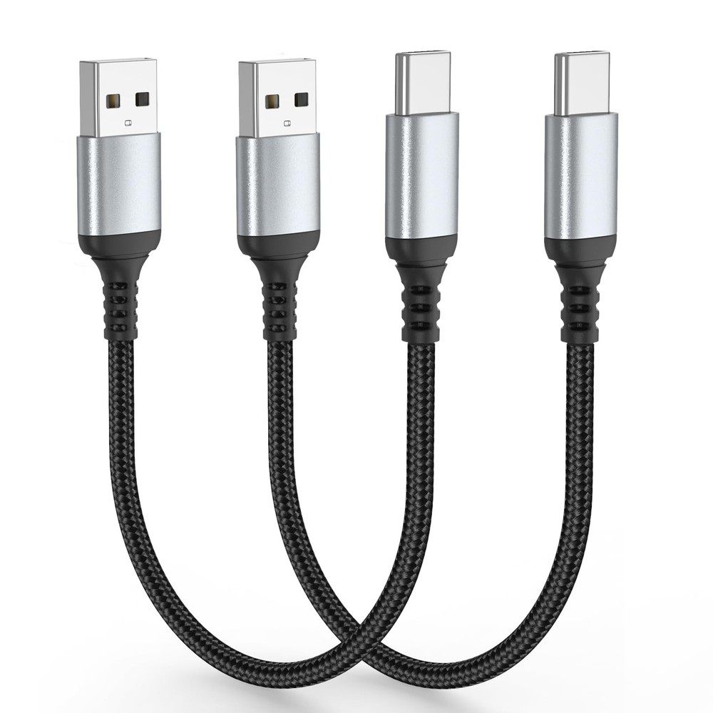 Adiceve Short USB to C Cable 1FT, 2 Pack A C Black