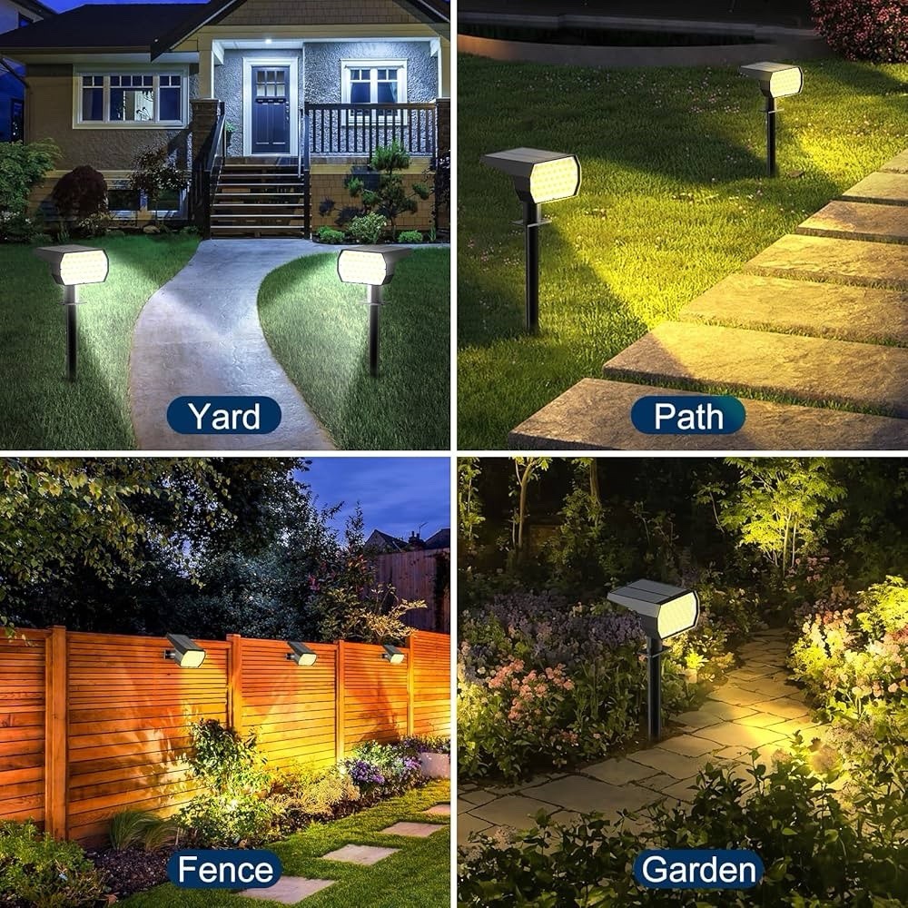 8 Pack Solar Spot Lights Outdoor, 74 LED 3 Lighting Modes 2-in-1 Solar Landscape