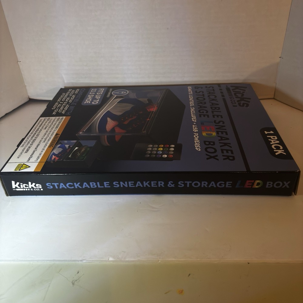 Kicks & Co. Stackable Sneaker RGB Led Display Case Magnetic Shoe Box US 13.5 USB