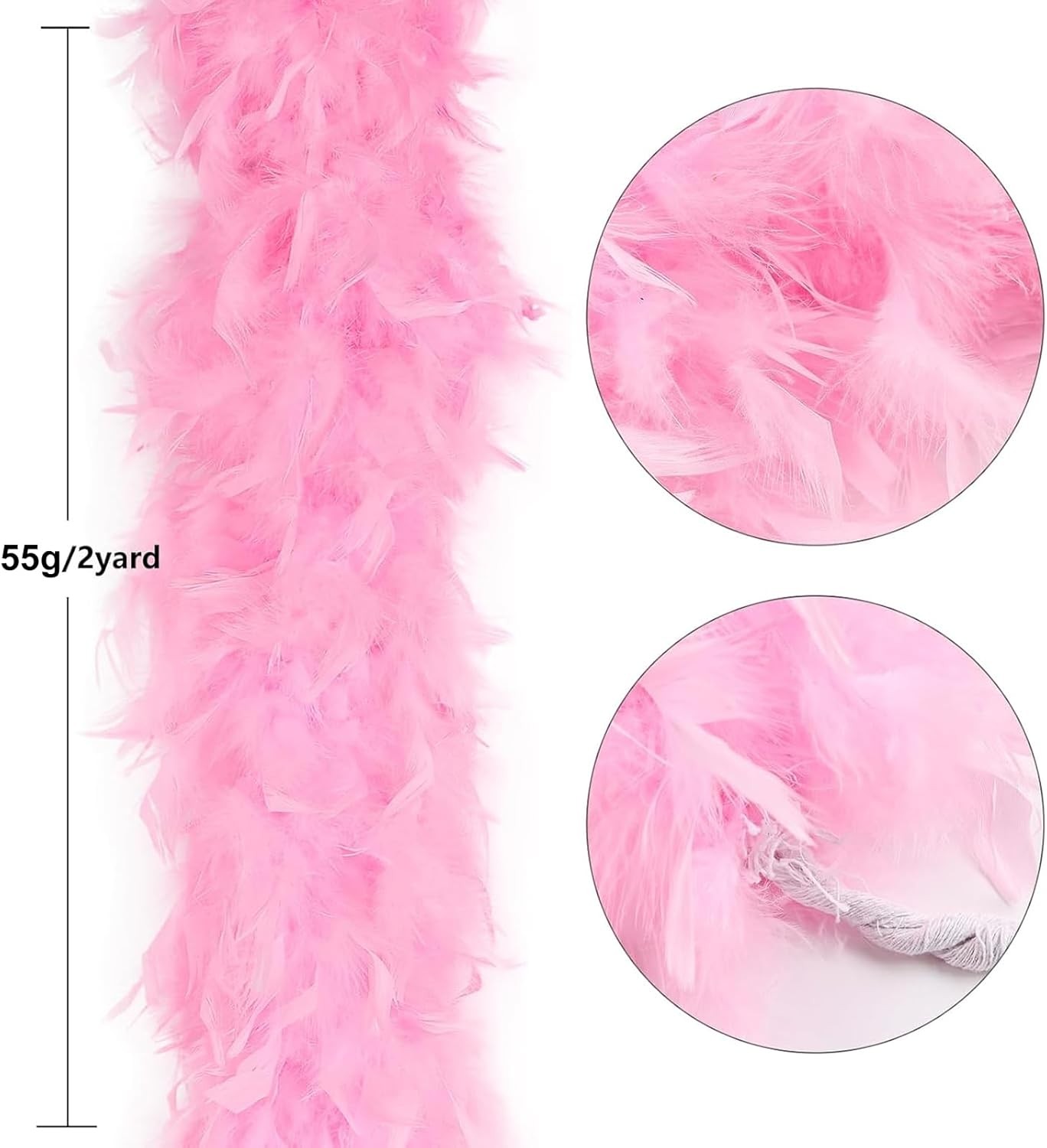 THARAHT Chandelle Feather Boa 19 Color-38g/55g100g 2Yard Dancing Wedding Pink